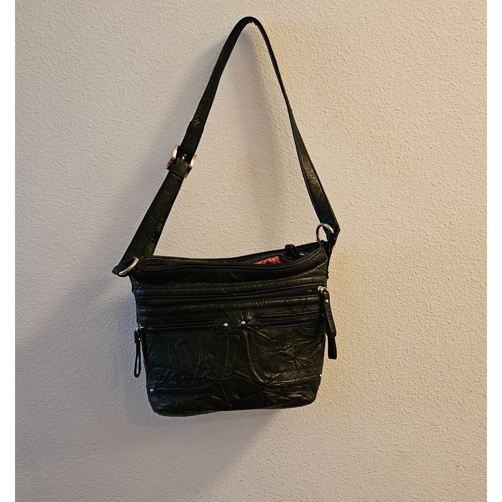 Stone & Co Genuine Leather Black Shoulder Bag Hobo Purse Soft Pebbled Leather